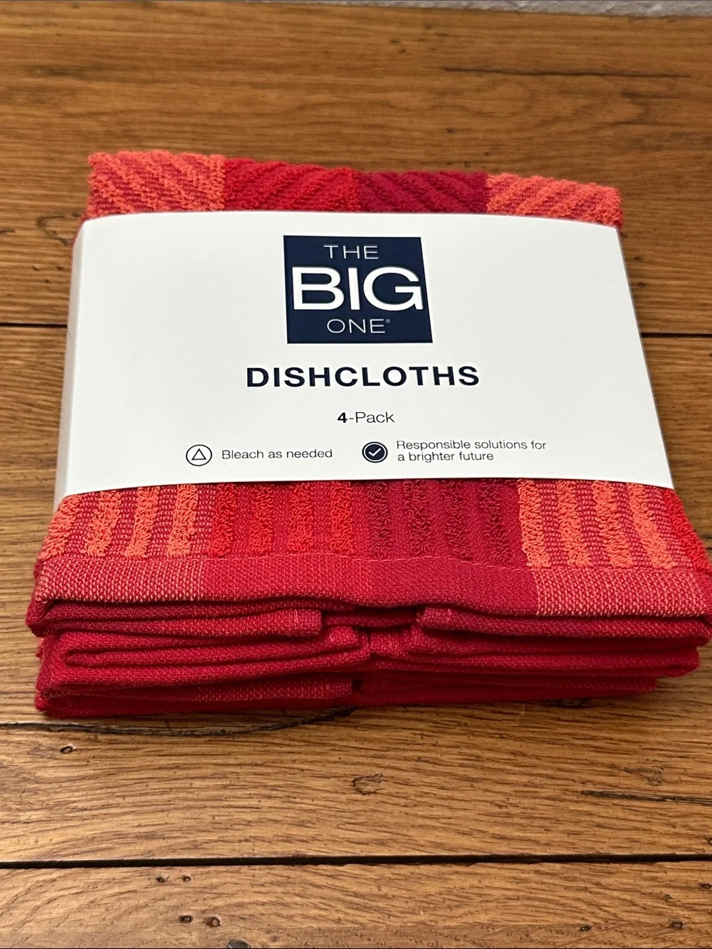 The Big One Red and Coral Striped Dishcloths 4-Pack